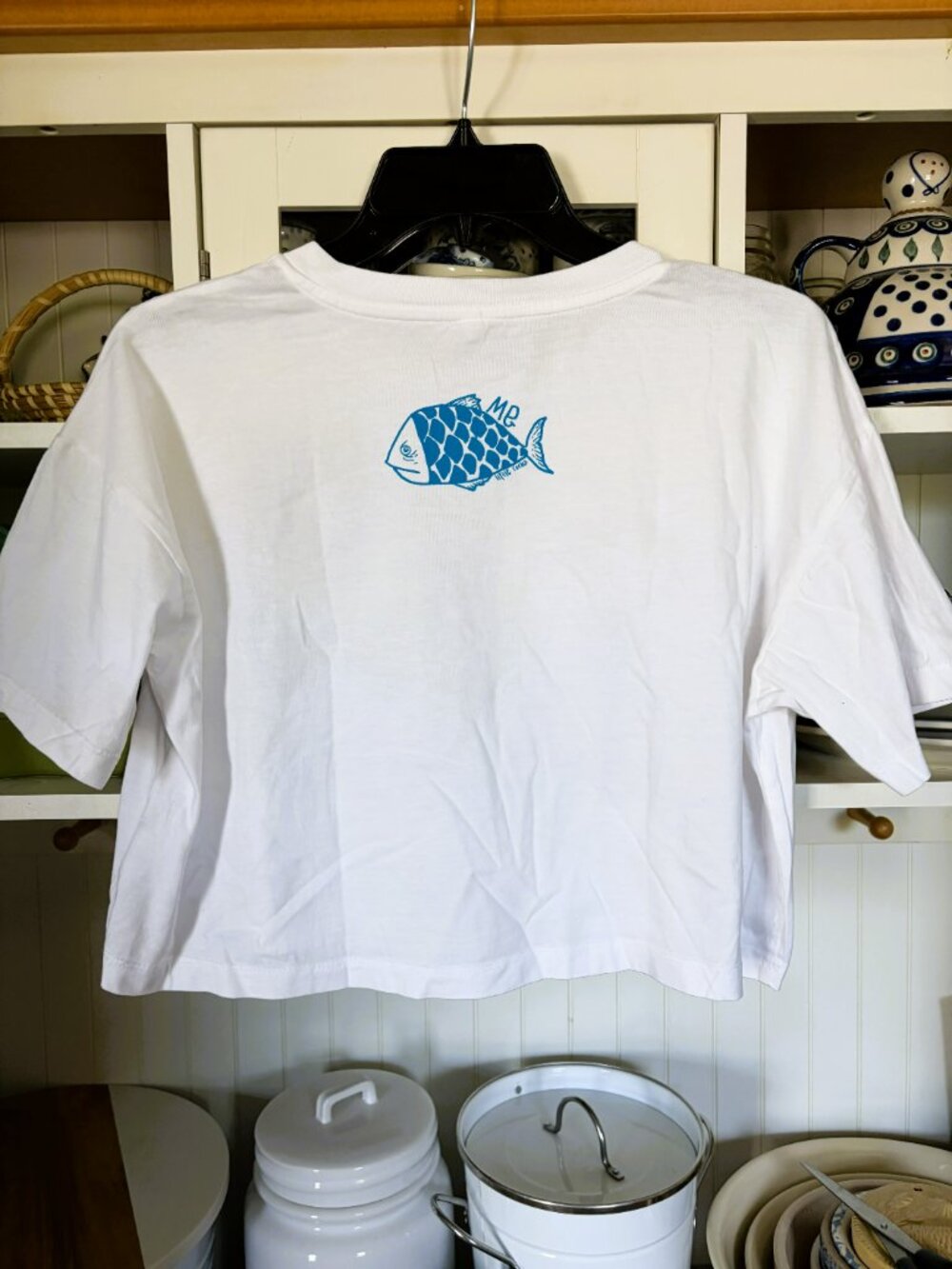 Little Rocks Cropped T-Shirt M What's for Dinner II Funky/Quirky Made in Greece - Picture 5 of 6